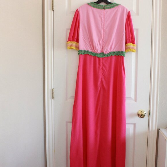 SALONI Lea Color-block Ruffled Smocked Crepe Maxi Dress Pink Green - Picture 9 of 12